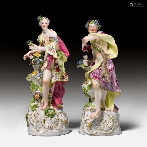 PAIR OF ALLEGORICAL FIGURES DEPICTING THE SEASONS,