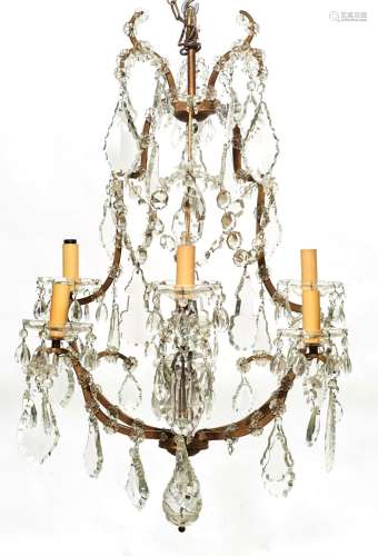 CHANDELIER WITH CRYSTAL GLASS HANGINGS,