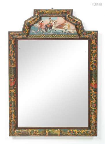 PAINTED MIRROR WITH REVERSE-GLASS PAINTING,