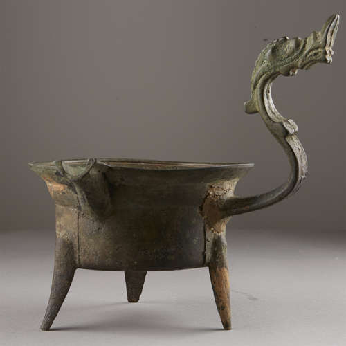 Chinese Bronze Han Dynasty Tripod Cooking Vessel