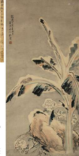 张敔（1734～1803） 1767年作 雪蕉图 立轴 设色纸本
