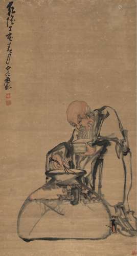 黄慎（1687～约1770） 1767年作 啖斋高僧图 立轴 设色纸本