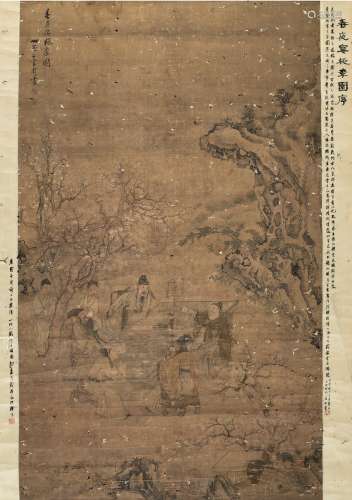 上官周（1665～1749） 春夜宴桃李园图 镜片 设色绢本