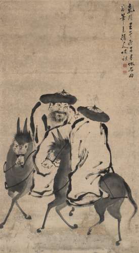 陈祺（清） 1762年作 驴背行旅图 立轴 水墨纸本