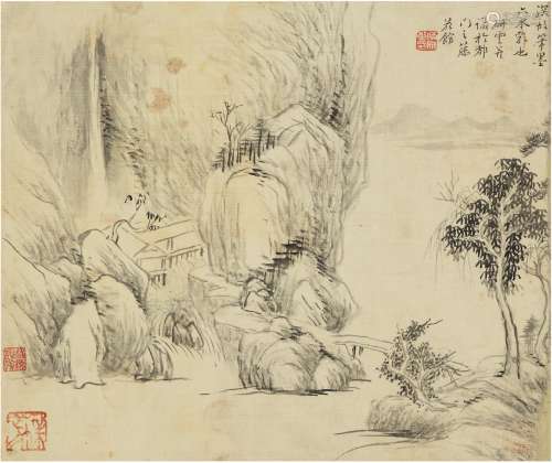 秦炳文（1803～1873） 溪桥山居图 镜片 水墨绢本
