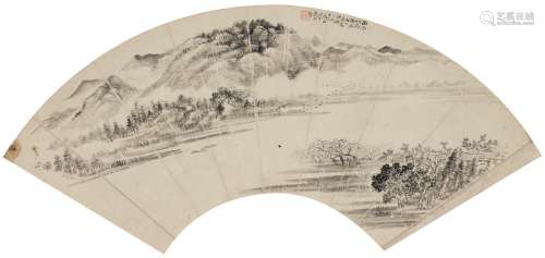 戴熙（1801～1860） 平湖秋雁图 扇页 水墨纸本