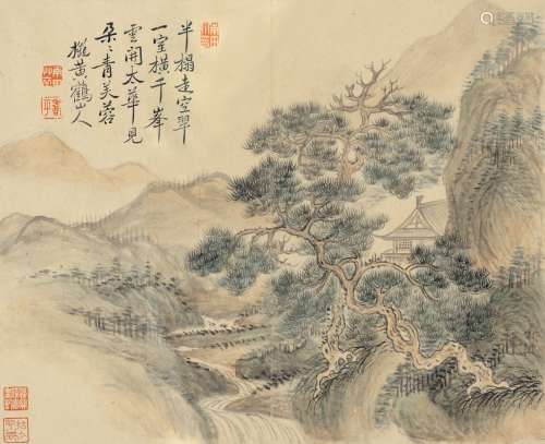恽寿平（1633～1690） 古松溪山图 镜片 设色纸本