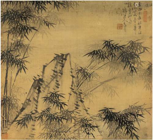 吴镇（1280～1354）（款） 1342年作 墨竹图 立轴 水墨绢本