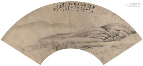 戴熙（1801～1860） 1844年作 春山烟雨图 扇页 水墨纸本