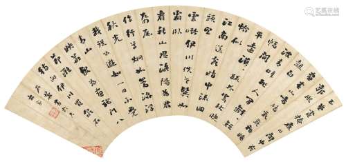 刘墉（古）（1719～1804） 行书 苏轼诗 扇页 纸本