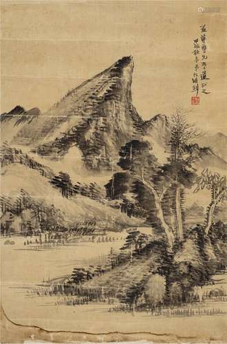 陆维钊（1899～1980） 1934年作 春塘山色图 镜片 水墨绢本