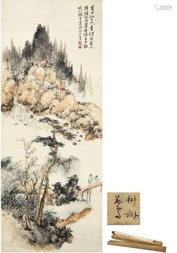 黄起凤（1889～1939） 溪山访友图 立轴 设色纸本