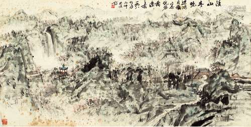 朱恒（1916～1993） 1989年作 溪山春晓图 画心 设色纸本