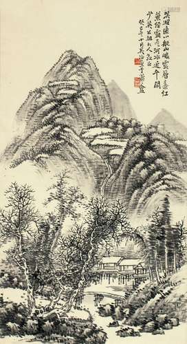 吴滔（1840～1895） 1893年作 溪回山峻图 立轴 水墨纸本