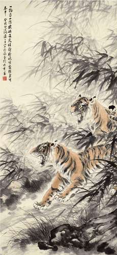 宗静风（1925～） 1983年作 虎虎生威图 立轴 设色纸本