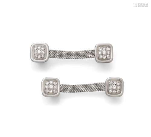 DIAMOND AND GOLD CUFF LINKS, by E. MEISTER.