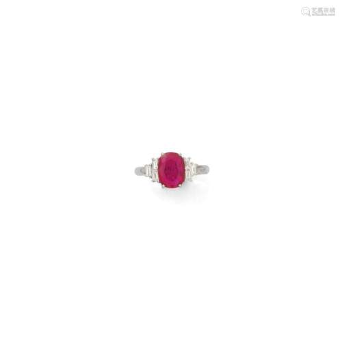 RUBY AND DIAMOND RING.