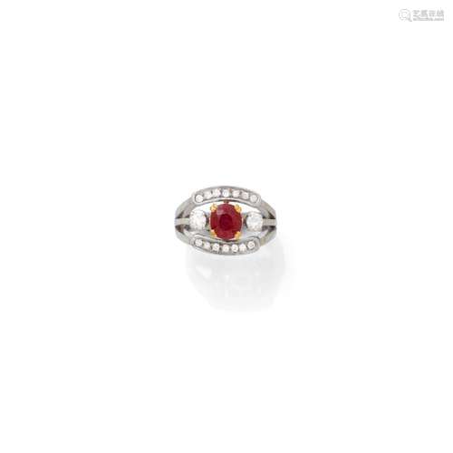 RUBY AND DIAMOND RING.