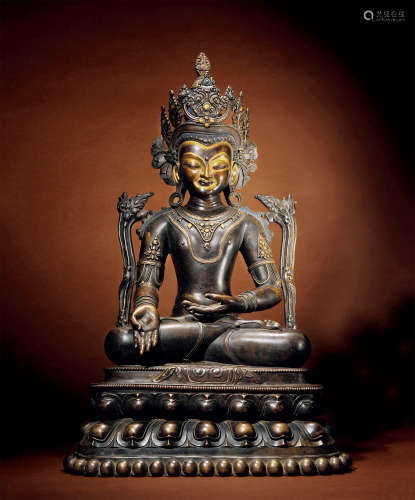 十五世紀 印度 七寶銅鎏金藥師佛