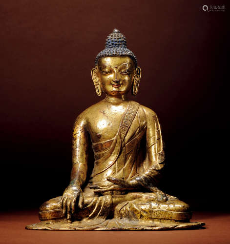 十六世紀 尼泊爾 銅鎏金釋迦牟尼