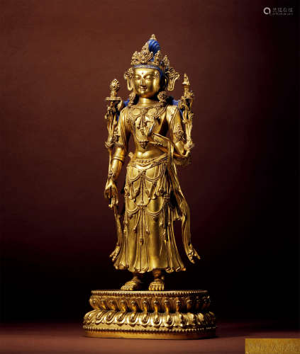 十七世紀 銅鎏金彌勒菩薩 