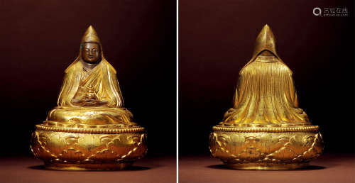 十七世紀 蒙古 銅鎏金大樂蓮師