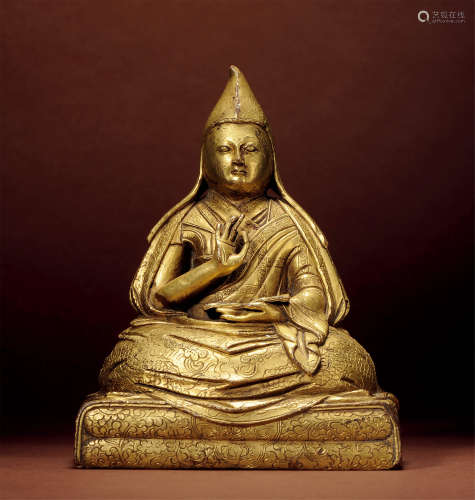 清 西藏 銅鎏金上師阿旺洛桑