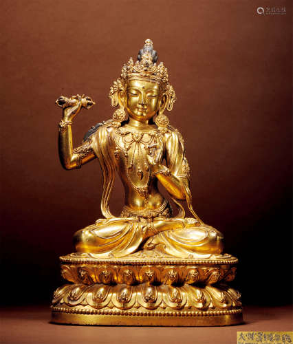 十五世紀 銅鎏金金剛手菩薩 