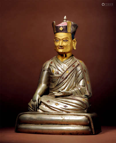 十六世紀 西藏 銀錯金銅泥金大寶法王噶瑪巴