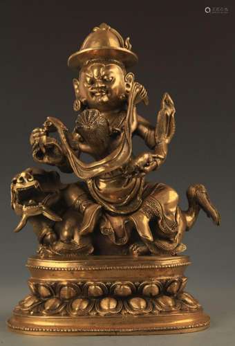 A FINE TIBETAN THE RED RD FORTUNA FIGURE