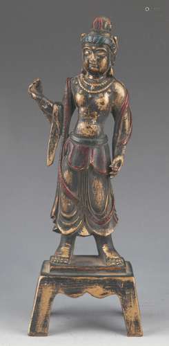 A DETAIL AND FINELY CARVED BRONZE TIBETAN BUDDHA