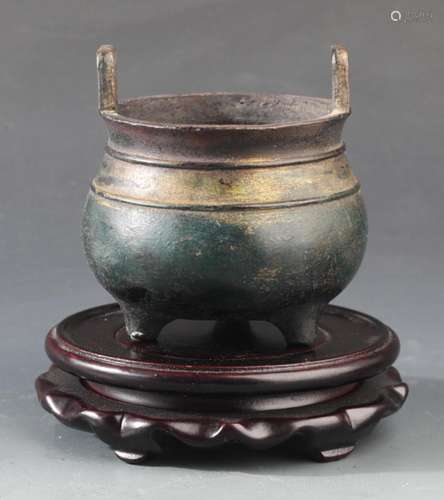 A RARE TRIPOD BRONZE CENSER