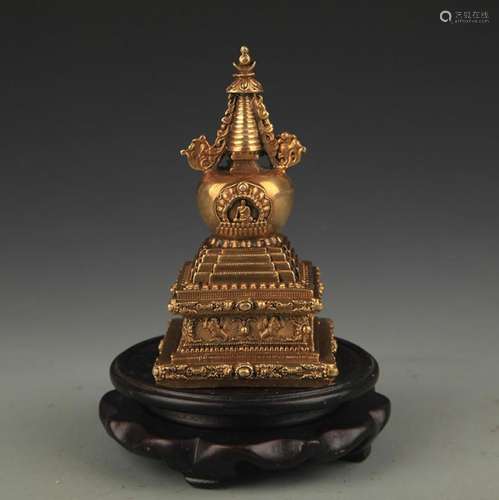 A TIBETAN BUDDISM BRONZE BUDDHA TOWER