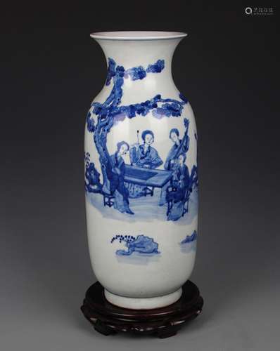 BLUE AND WHITE FEMALE PATTERN VASE