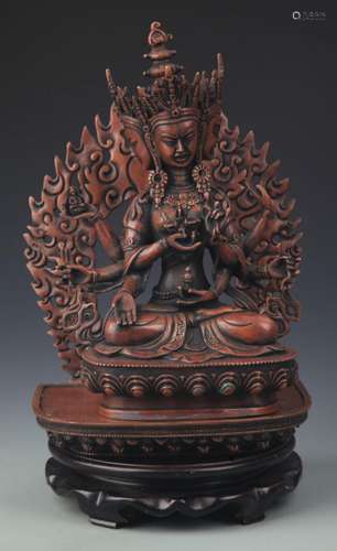 A RARE FINE BRONZE USHNISHAVIJAYA GODDESS STATUE