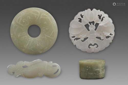 GROUP OF FOUR FINELY CARVED JADE