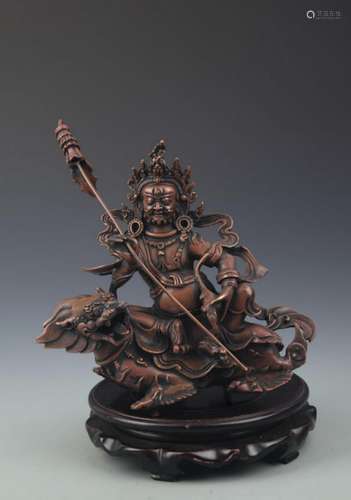 A RARE FINE BRONZE TREASURE KING STATUE