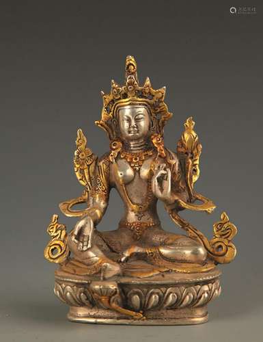 TIBETAN BUDDHISM BRONZE WHITE BODHISATTVA TARA