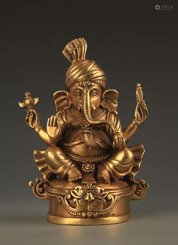 A FINE TIBETAN BRONZE GANESHA BUDDHA STATUE