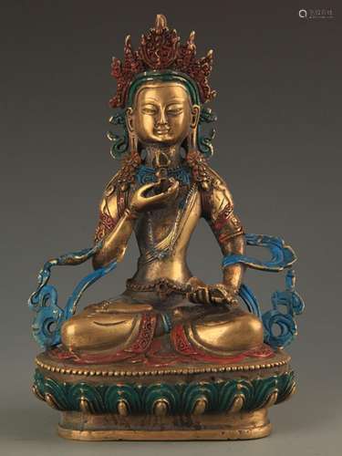 A FINELY CARVED TIBETAN VAJRASATTVA BUDDHA