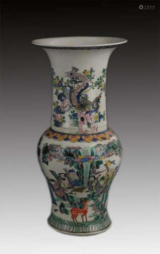 FAMILLE-VERTE PHOENIX STYLE PORCELAIN VASE