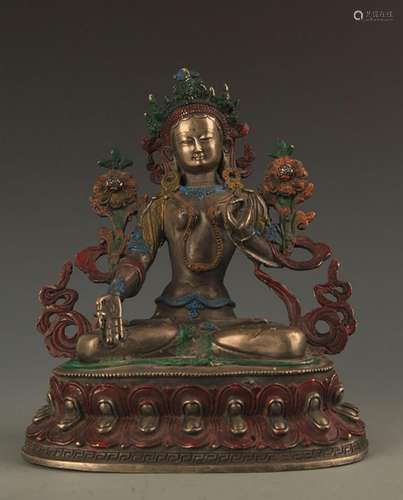 TIBETAN BUDDHISM BRONZE WHITE BODHISATTVA TARA