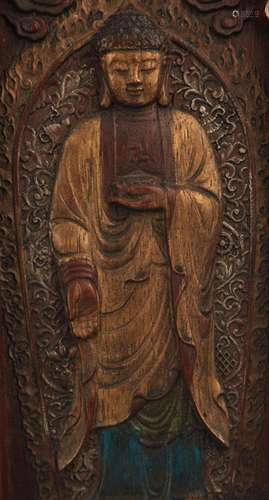 A FINE ZHANG MU AKSHOBHYA BUDDHA WALL PANEL