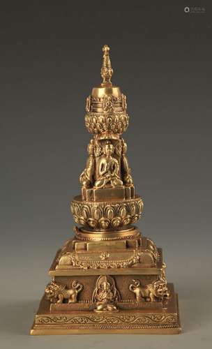 A TIBETAN BUDDHISM BRONZE STUPA