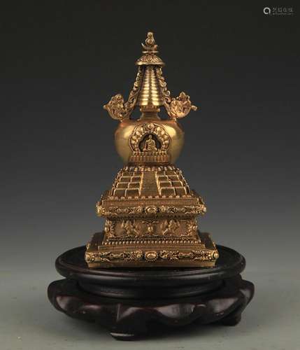 A TIBETAN BUDDHISM BRONZE BUDDHA TOWER