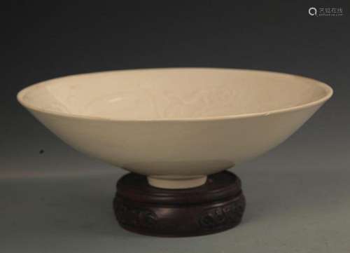 DING KILN LOTUS CARVING PORCELAIN BOWL