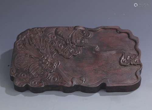 A FINE ROSEWOOD CARVING DRAGON CARVING BRUSH LICK JAR