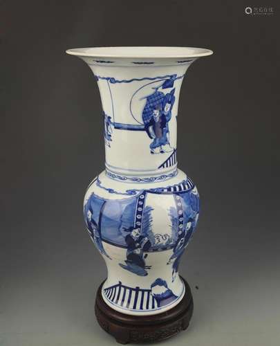 BLUE AND WHITE STORY PATTERN PHOENIX STYLE PORCELAIN VASE