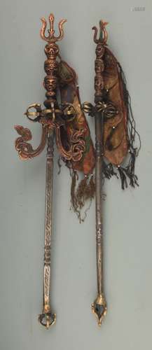 PAIR OF TIBETAN BUDDHISM VAJRA INSTRUMENTS