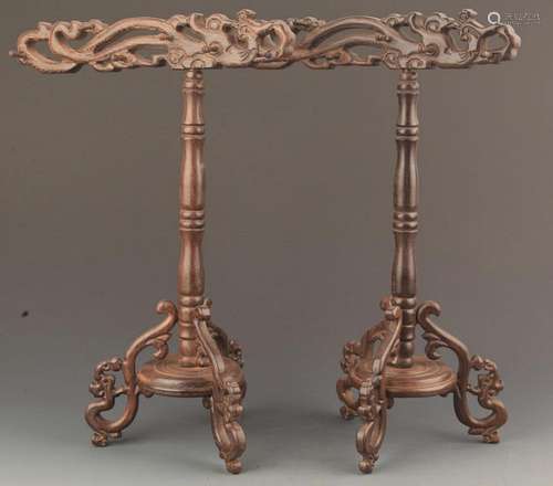 PAIR OF FINE MILLETTIA WOOD BRUSH STAND